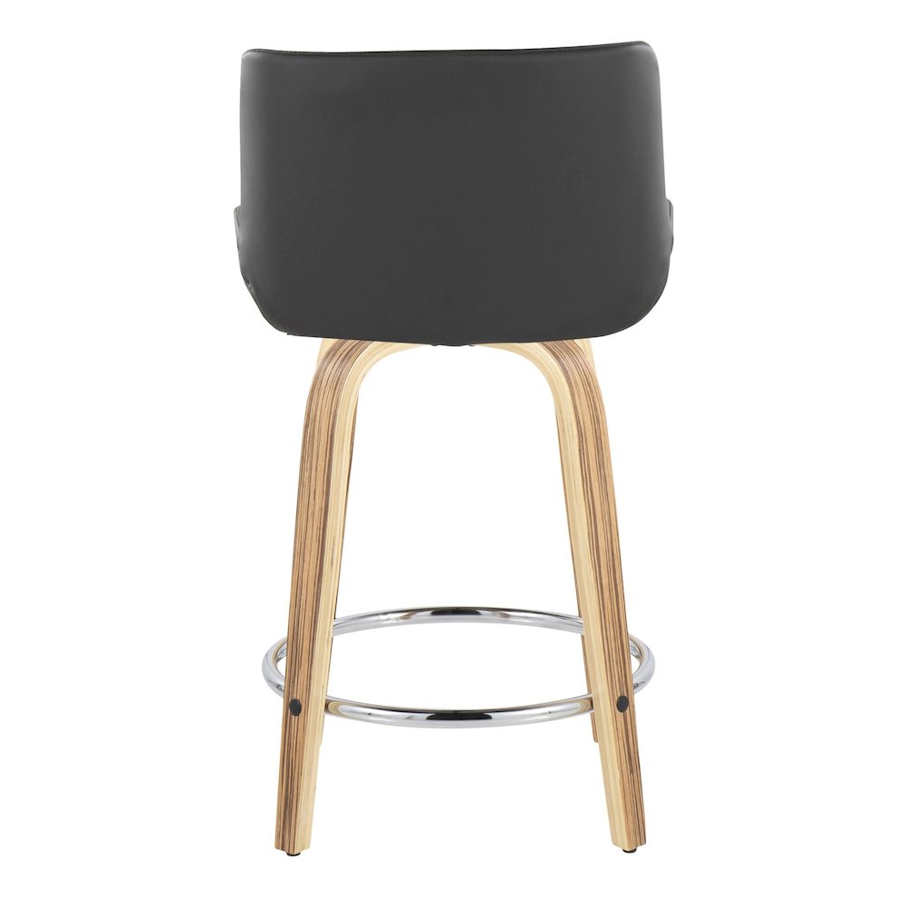 Santi 24" Fixed-Height Counter Stool - Set of 2 in Zebra Wood. Picture 5