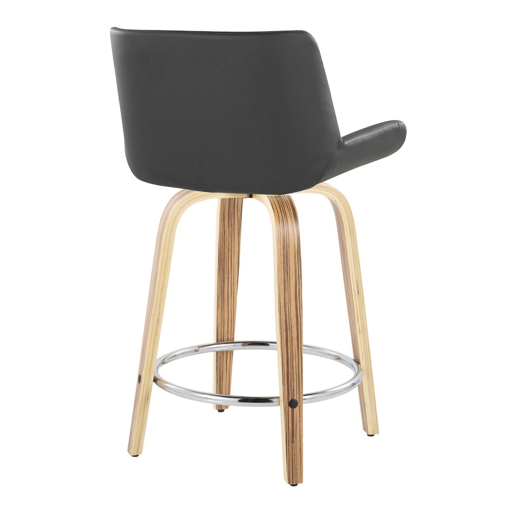 Santi 24" Fixed-Height Counter Stool - Set of 2 in Zebra Wood. Picture 4