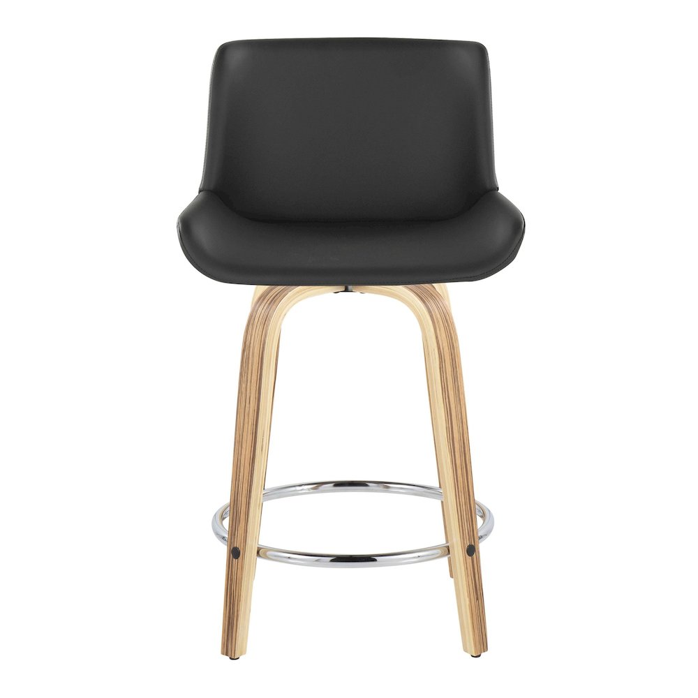 Santi 24" Fixed-Height Counter Stool - Set of 2 in Zebra Wood. Picture 6