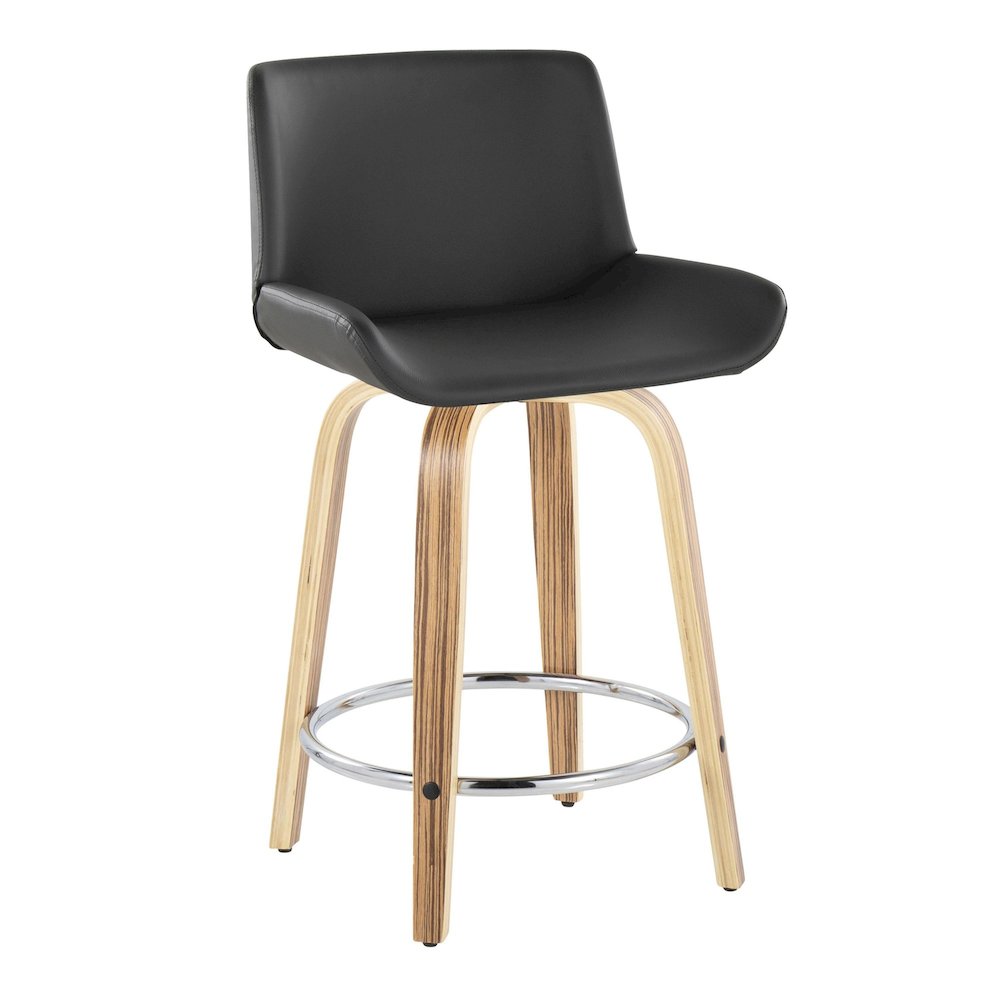 Santi 24" Fixed-Height Counter Stool - Set of 2 in Zebra Wood. Picture 2