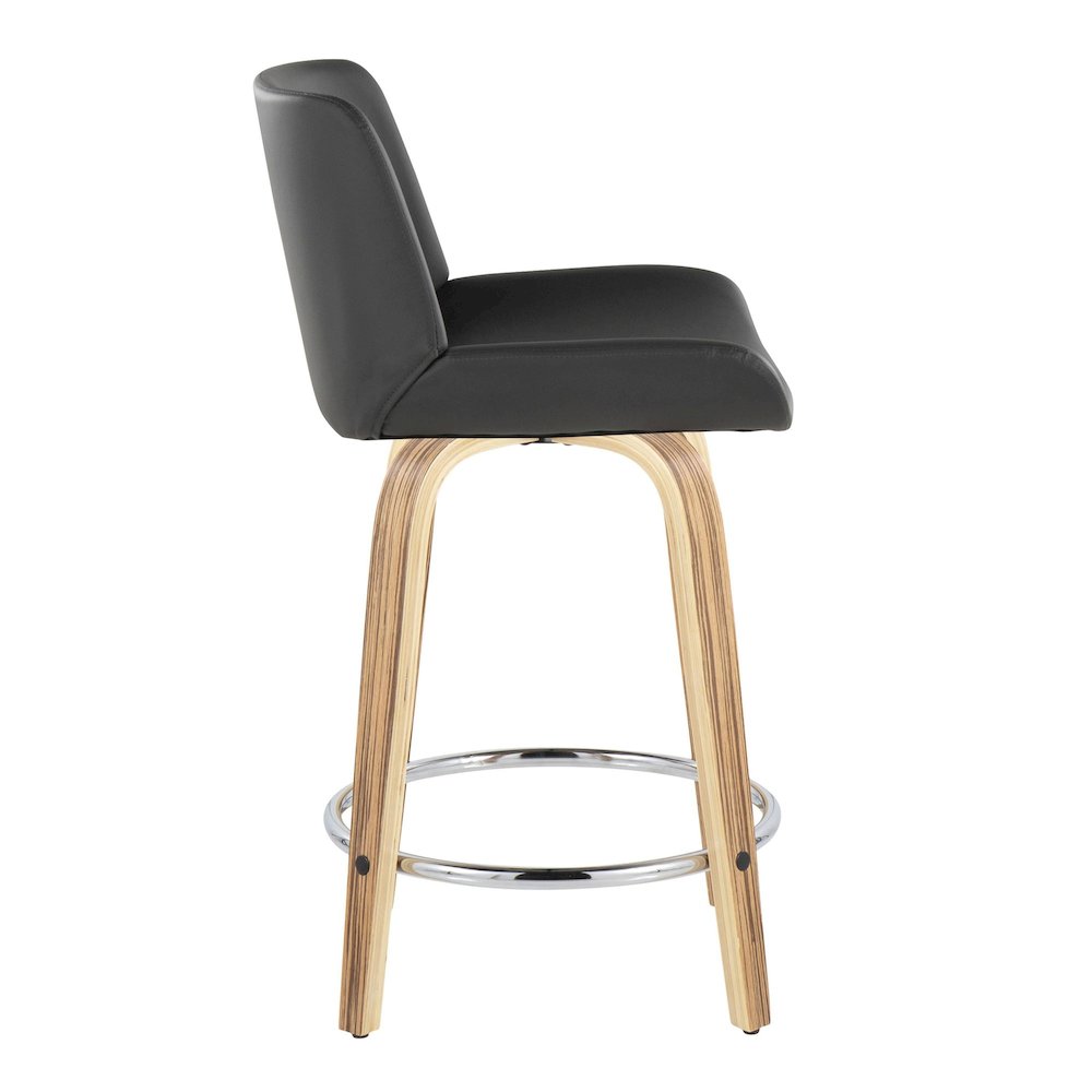 Santi 24" Fixed-Height Counter Stool - Set of 2 in Zebra Wood. Picture 3