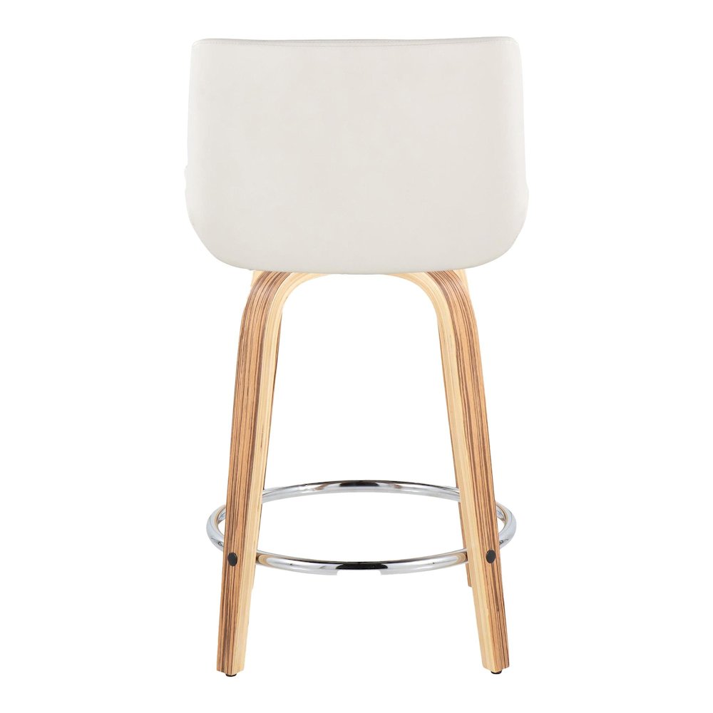 Santi 24" Fixed-Height Counter Stool - Set of 2 in Zebra Wood. Picture 5