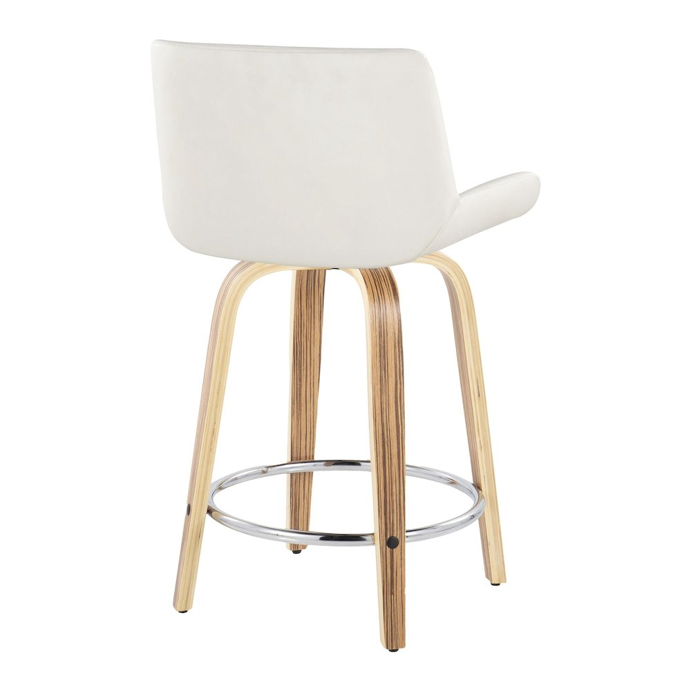Santi 24" Fixed-Height Counter Stool - Set of 2 in Zebra Wood. Picture 4
