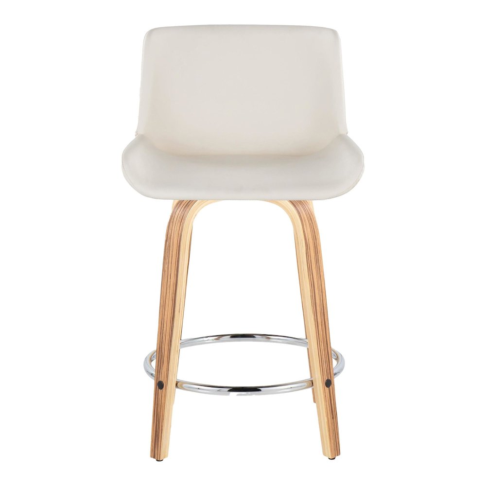 Santi 24" Fixed-Height Counter Stool - Set of 2 in Zebra Wood. Picture 6