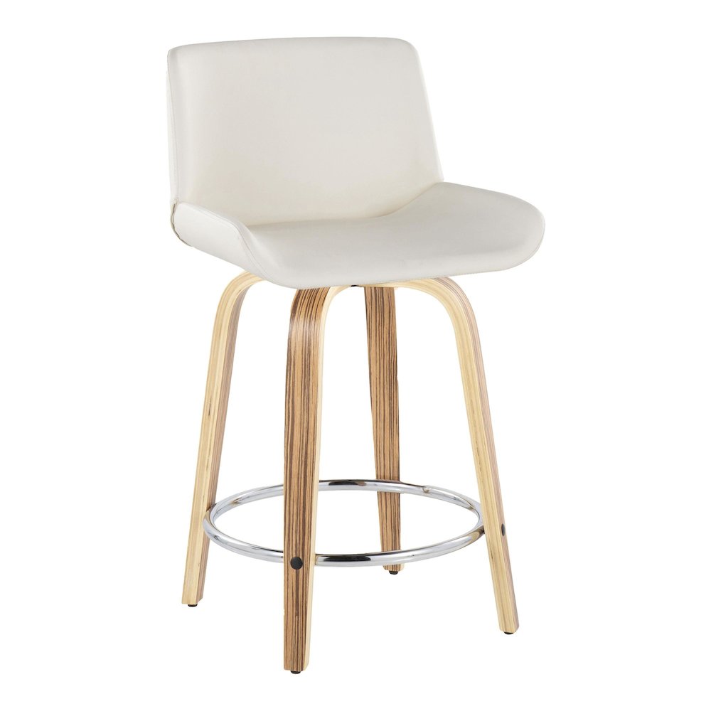 Santi 24" Fixed-Height Counter Stool - Set of 2 in Zebra Wood. Picture 2