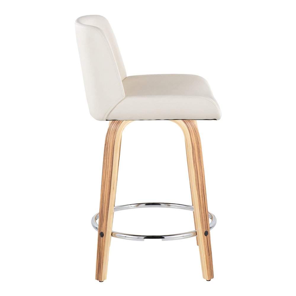 Santi 24" Fixed-Height Counter Stool - Set of 2 in Zebra Wood. Picture 3