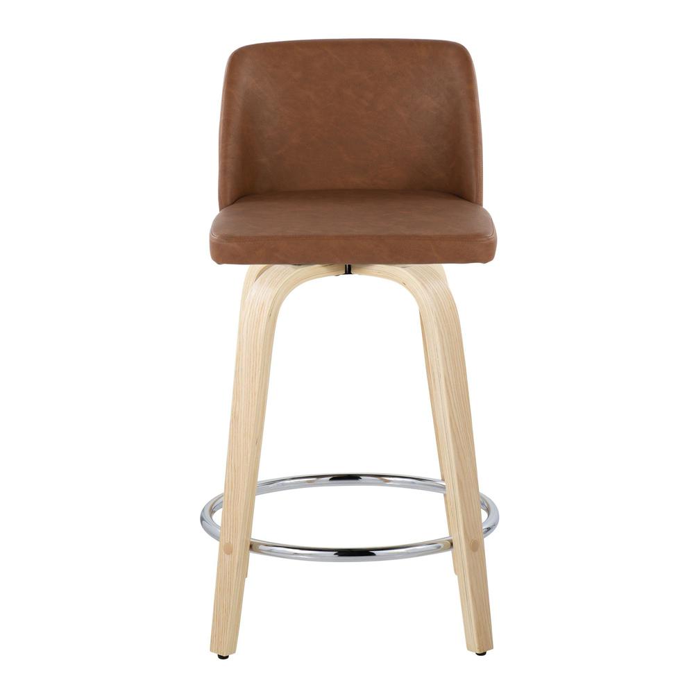 Brown Toriano 24" Fixed-Height Counter Stool - Set of 2. Picture 6