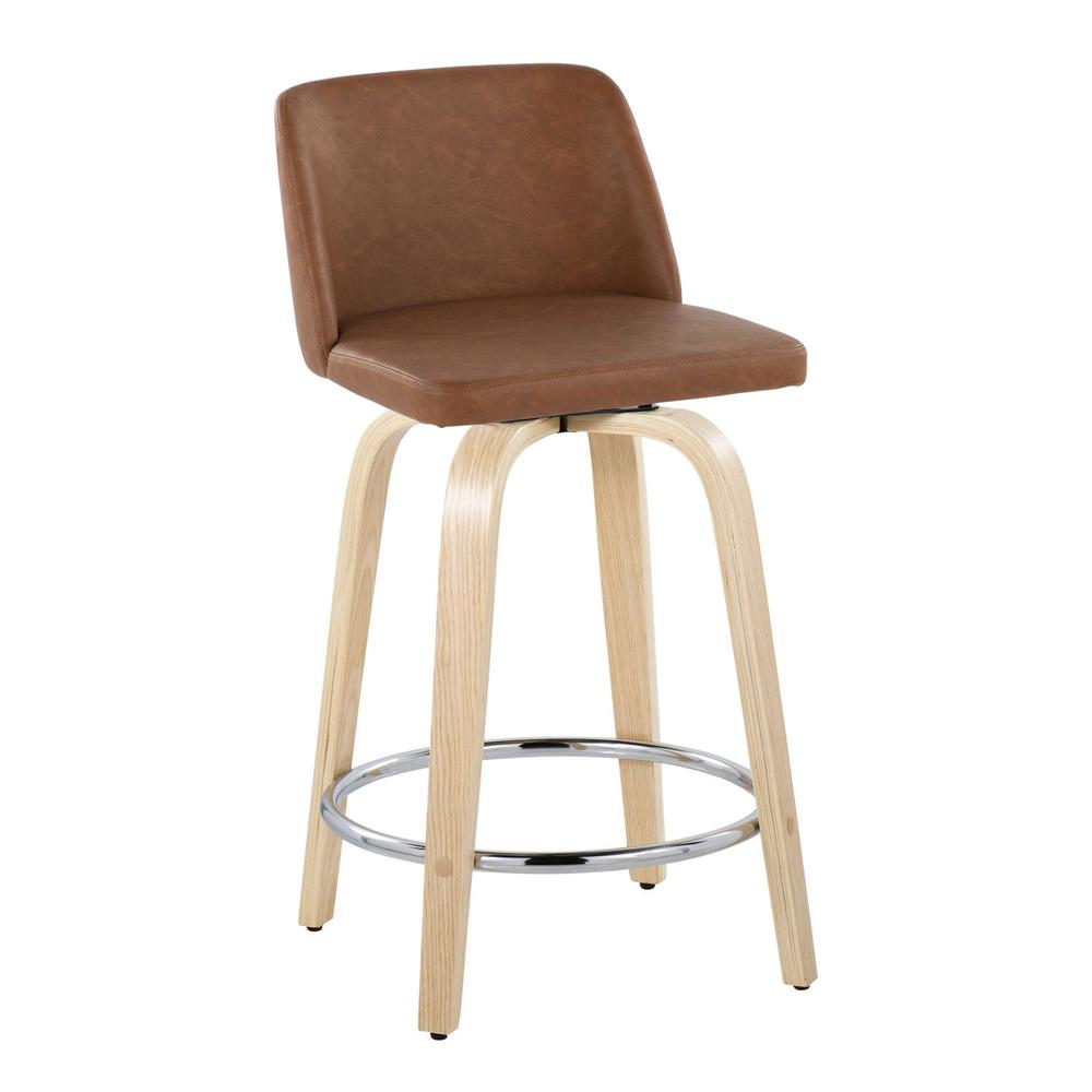 Brown Toriano 24" Fixed-Height Counter Stool - Set of 2. Picture 2