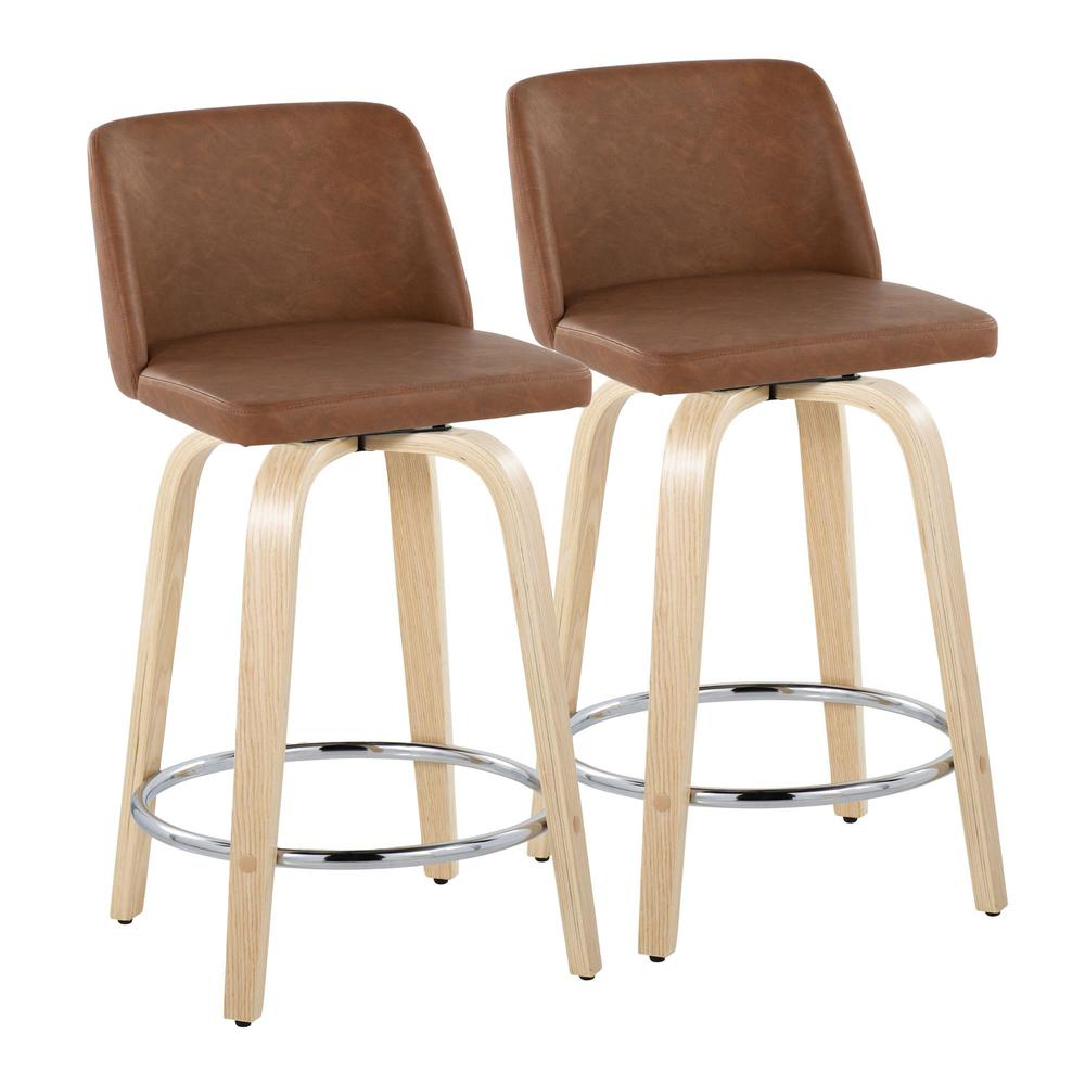 Brown Toriano 24" Fixed-Height Counter Stool - Set of 2. Picture 1