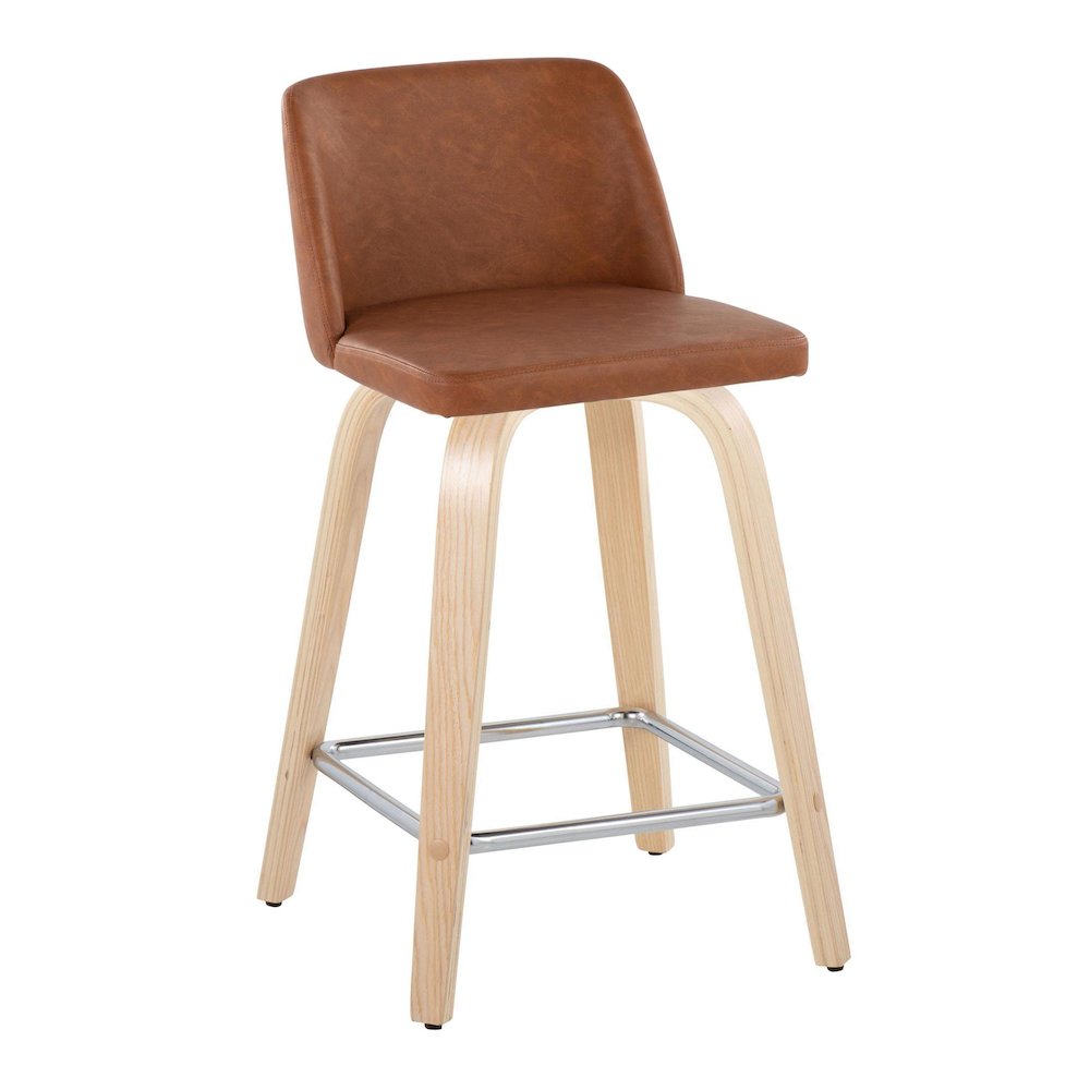 Brown Toriano 24" Fixed Height Counter Stool - Set of 2. Picture 2