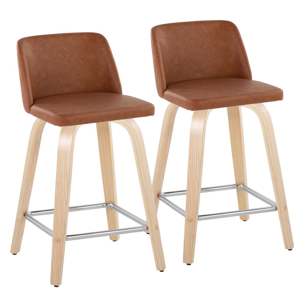 Brown Toriano 24" Fixed Height Counter Stool - Set of 2. Picture 1