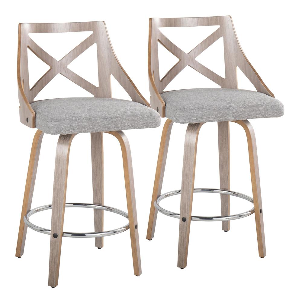 Grey Charlotte 26" Fixed-Height Counter Stool - Set of 2. Picture 1