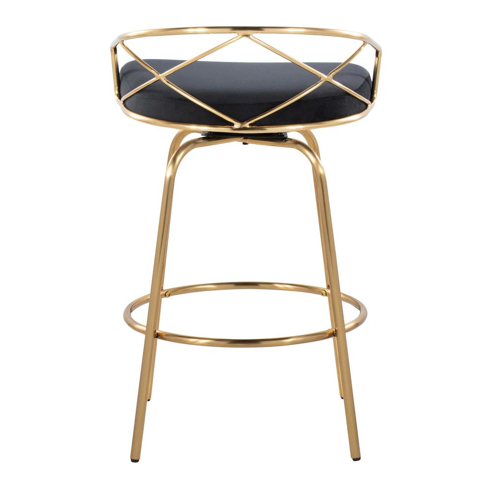 Black Charlotte Glam 26" Fixed-Height Counter Stool - Set of 2. Picture 5