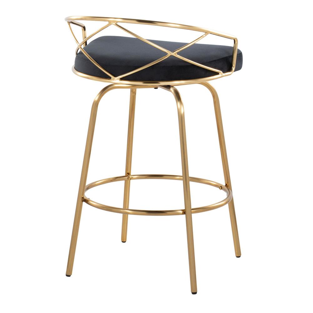 Black Charlotte Glam 26" Fixed-Height Counter Stool - Set of 2. Picture 4