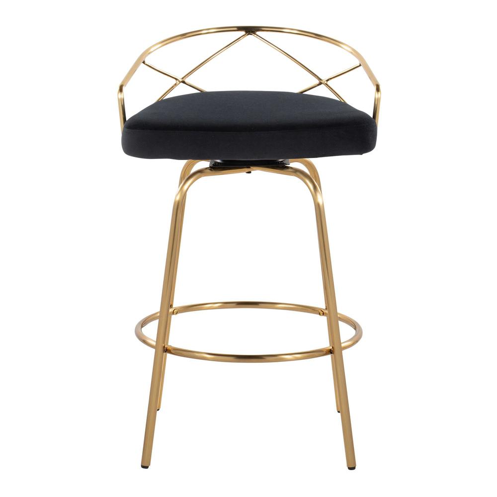 Black Charlotte Glam 26" Fixed-Height Counter Stool - Set of 2. Picture 6
