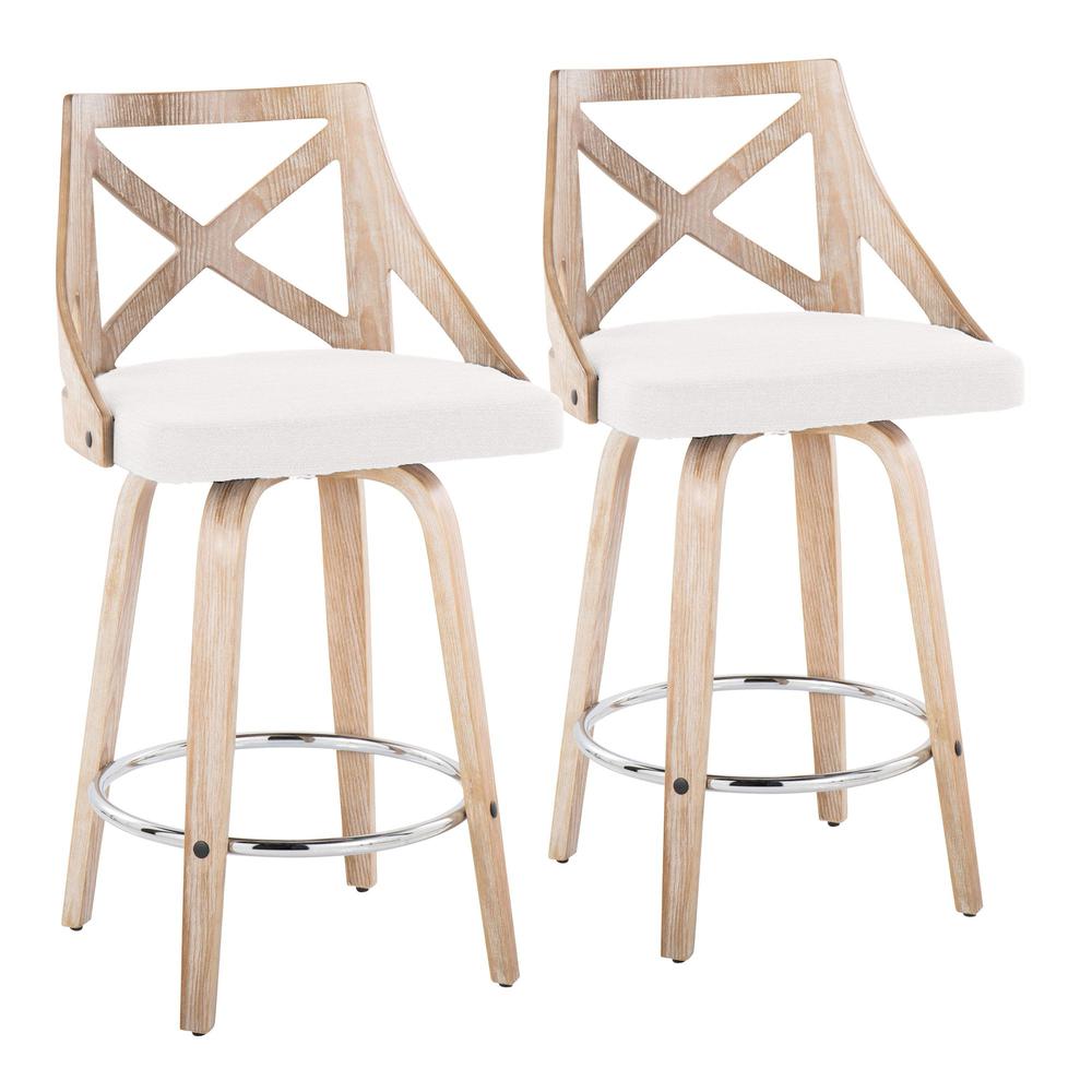 Clear Charlotte 26" Fixed-Height Counter Stool - Set of 2. Picture 1