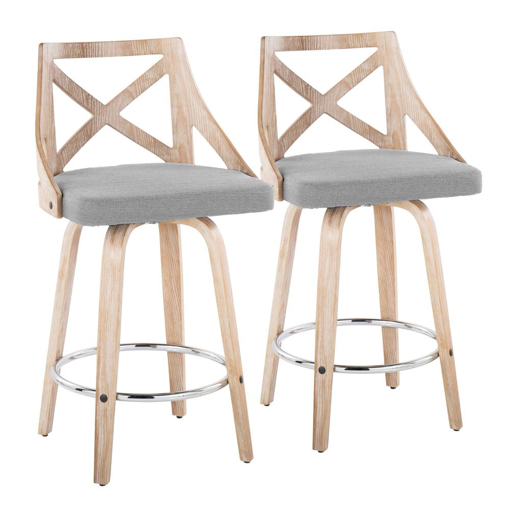Grey Charlotte 26" Fixed-Height Counter Stool - Set of 2. Picture 1