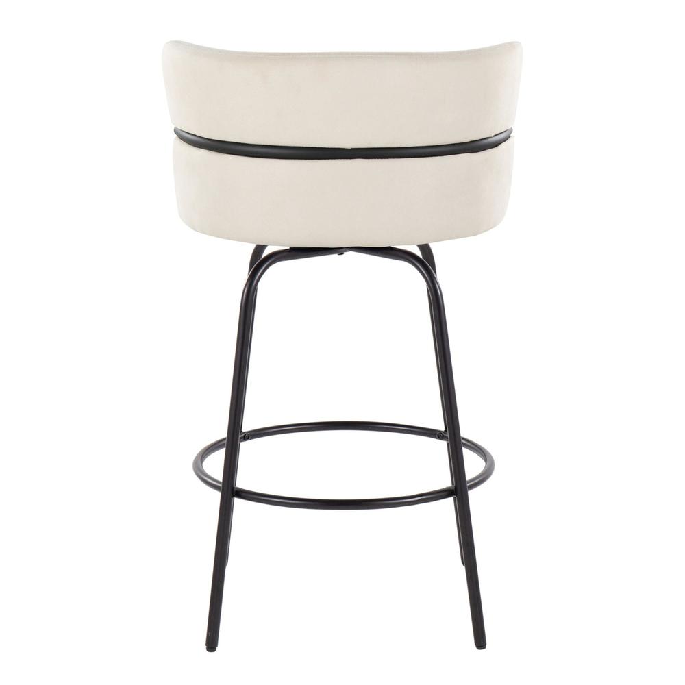 Black Metal, Cream Fabric Cinch Claire 26" Fixed-Height Counter Stool - Set of 2. Picture 5