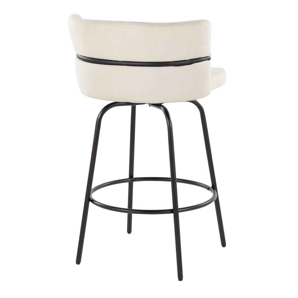 Black Metal, Cream Fabric Cinch Claire 26" Fixed-Height Counter Stool - Set of 2. Picture 4