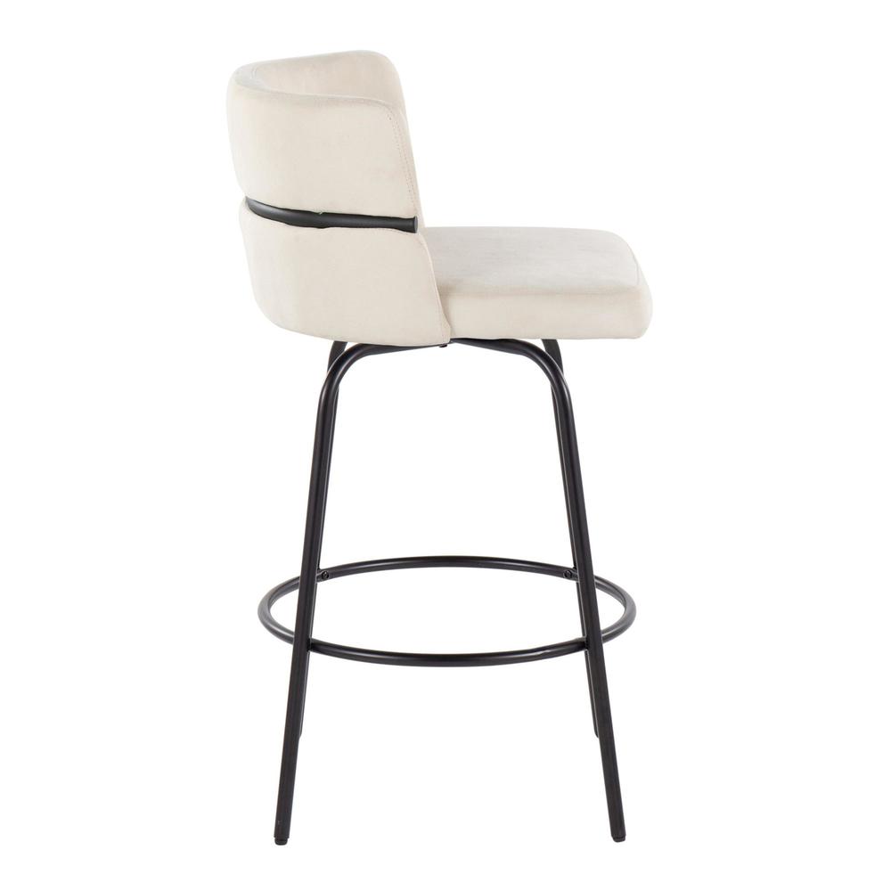 Black Metal, Cream Fabric Cinch Claire 26" Fixed-Height Counter Stool - Set of 2. Picture 3