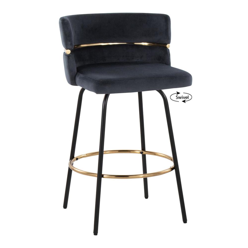 Black Cinch Claire 26" Fixed-Height Counter Stool - Set of 2. Picture 2