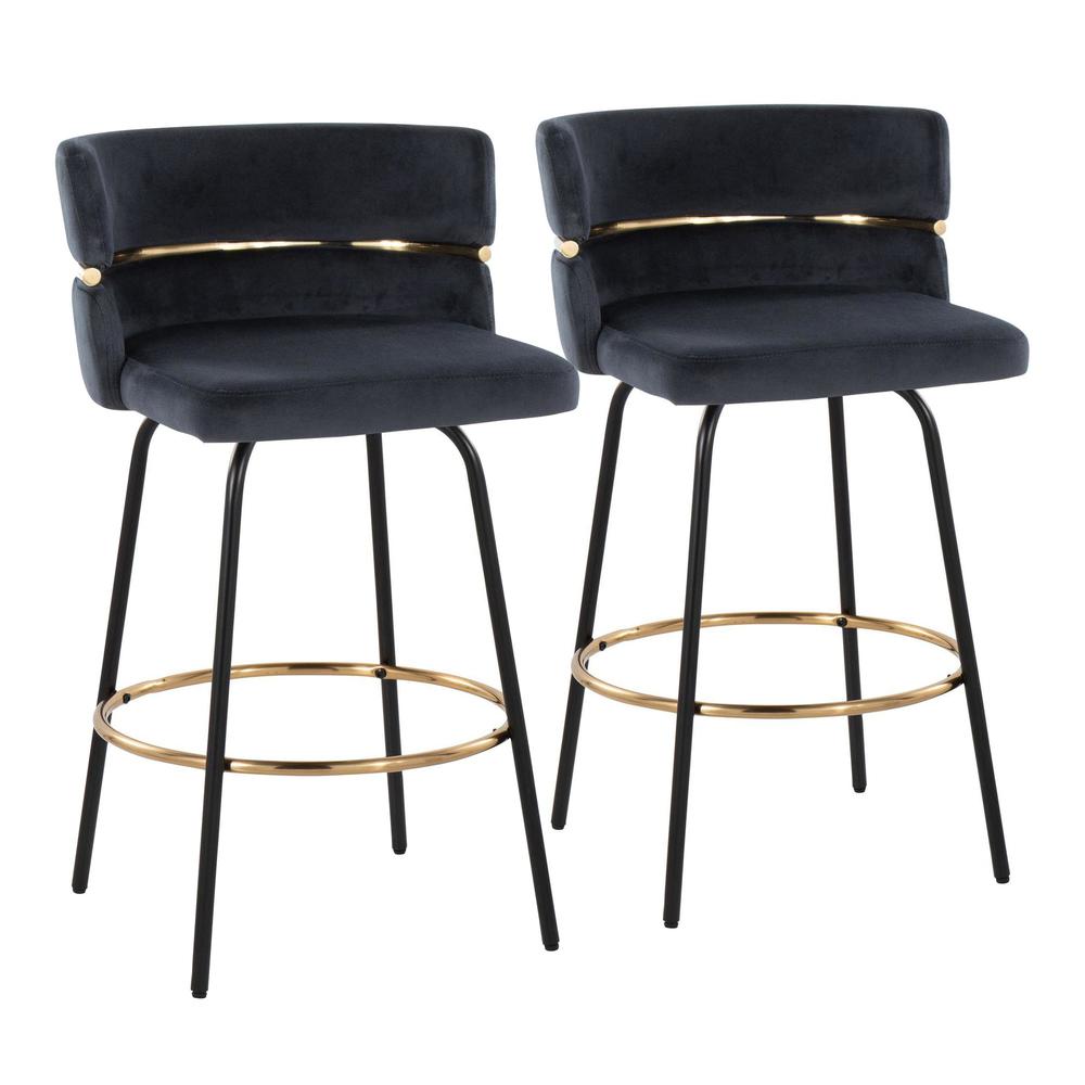 Black Cinch Claire 26" Fixed-Height Counter Stool - Set of 2. Picture 1