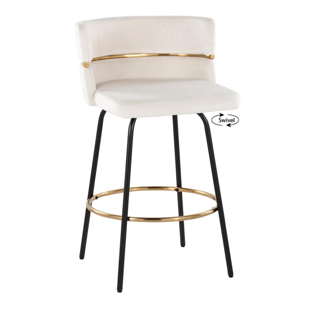Beige Cinch Claire 26" Fixed-Height Counter Stool - Set of 2. Picture 2