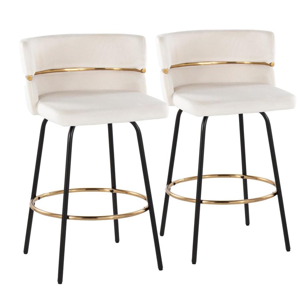 Beige Cinch Claire 26" Fixed-Height Counter Stool - Set of 2. Picture 1