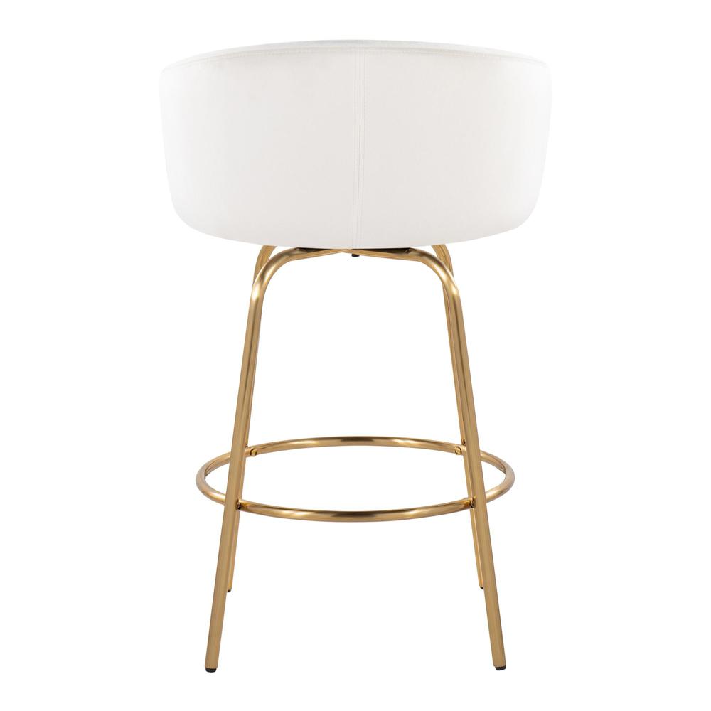 Gold Metal, Cream Velvet Claire 26" Fixed-Height Counter Stool - Set of 2. Picture 5