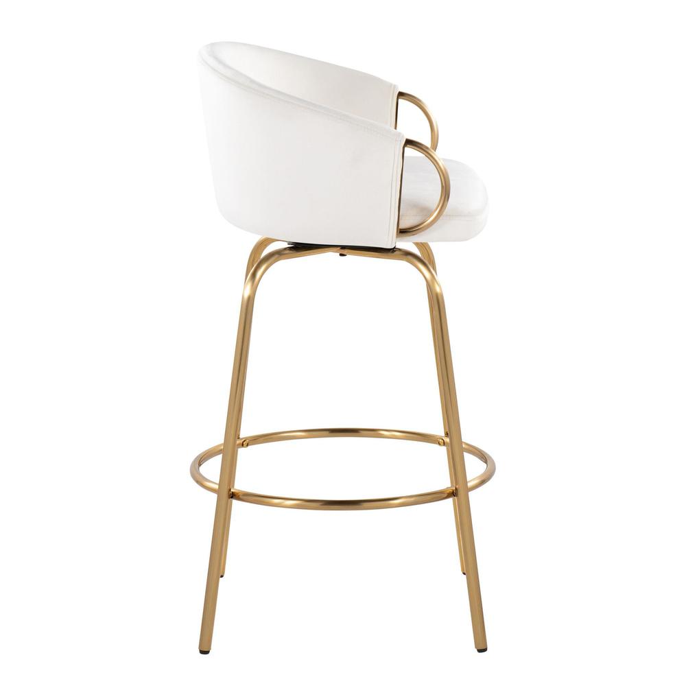 Gold Metal, Cream Velvet Claire 26" Fixed-Height Counter Stool - Set of 2. Picture 3