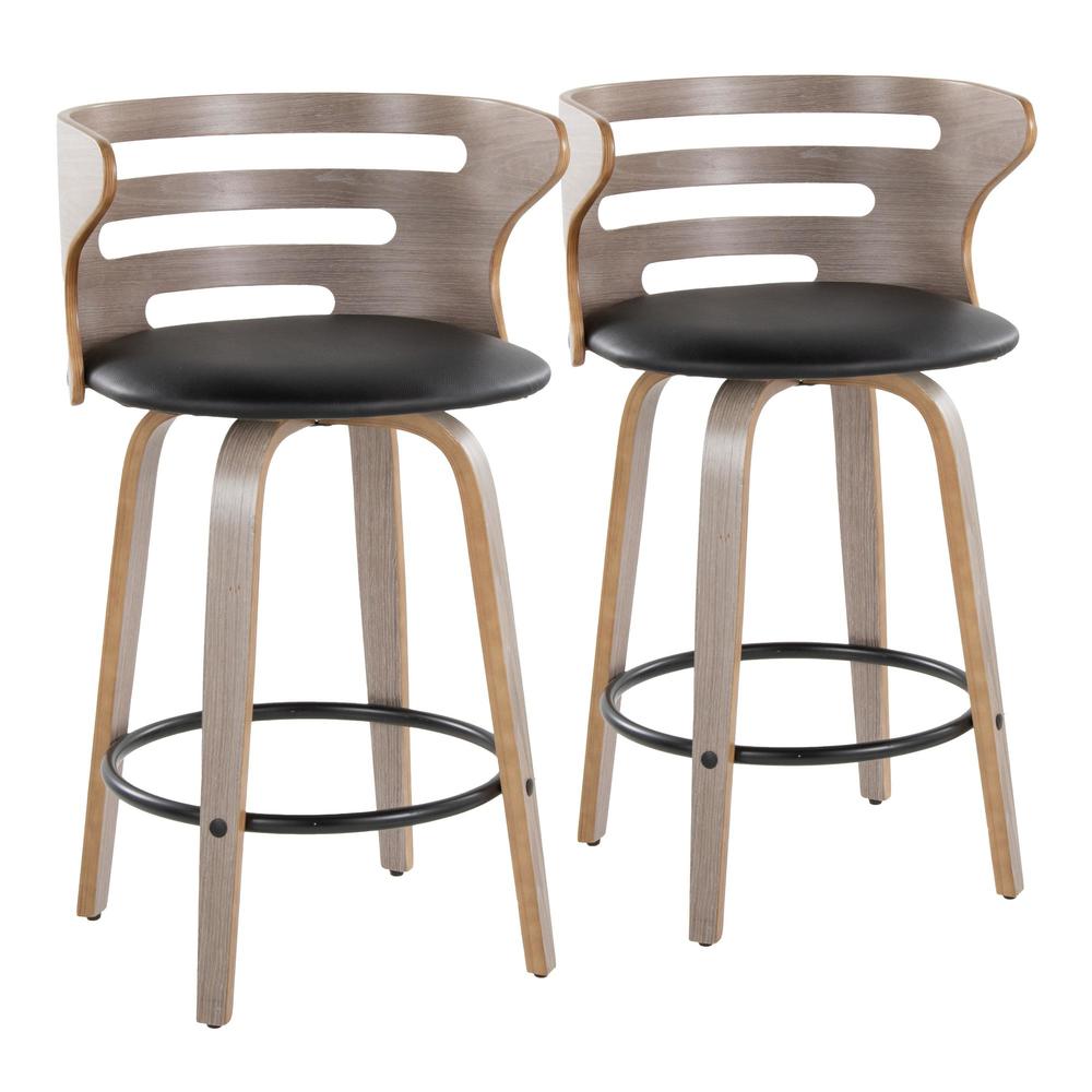 Grey Cosini 26" Fixed-Height Counter Stool - Set of 2. Picture 1