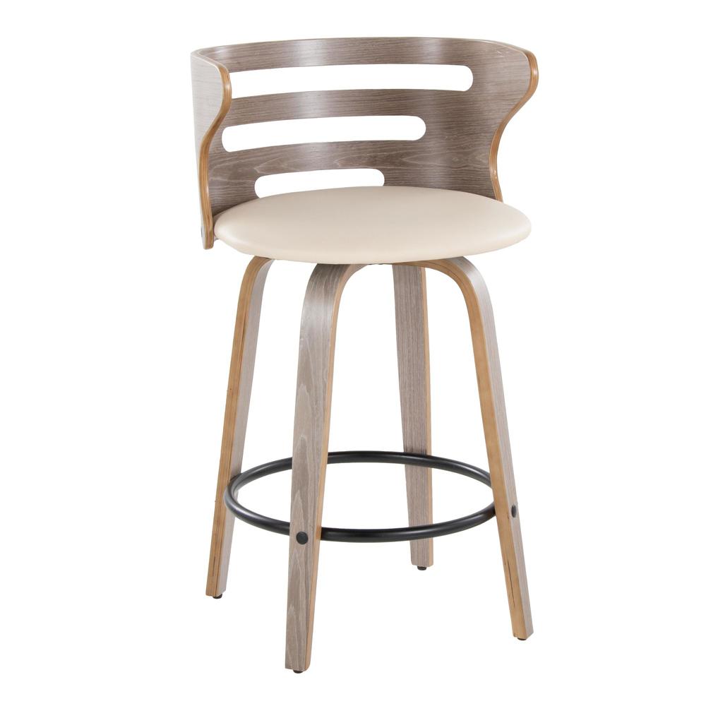 Grey Cosini 26" Fixed-Height Counter Stool - Set of 2. Picture 2
