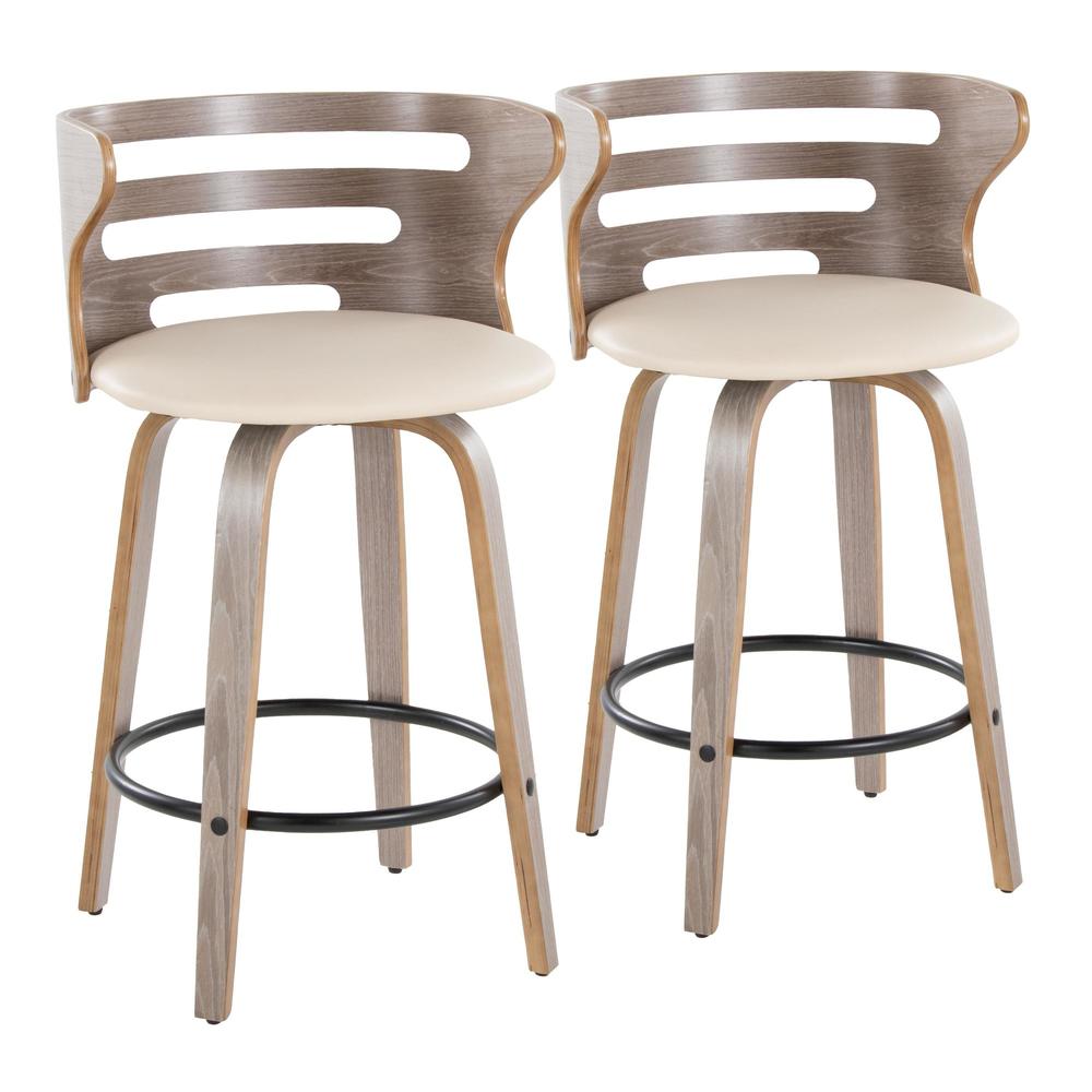 Grey Cosini 26" Fixed-Height Counter Stool - Set of 2. Picture 1