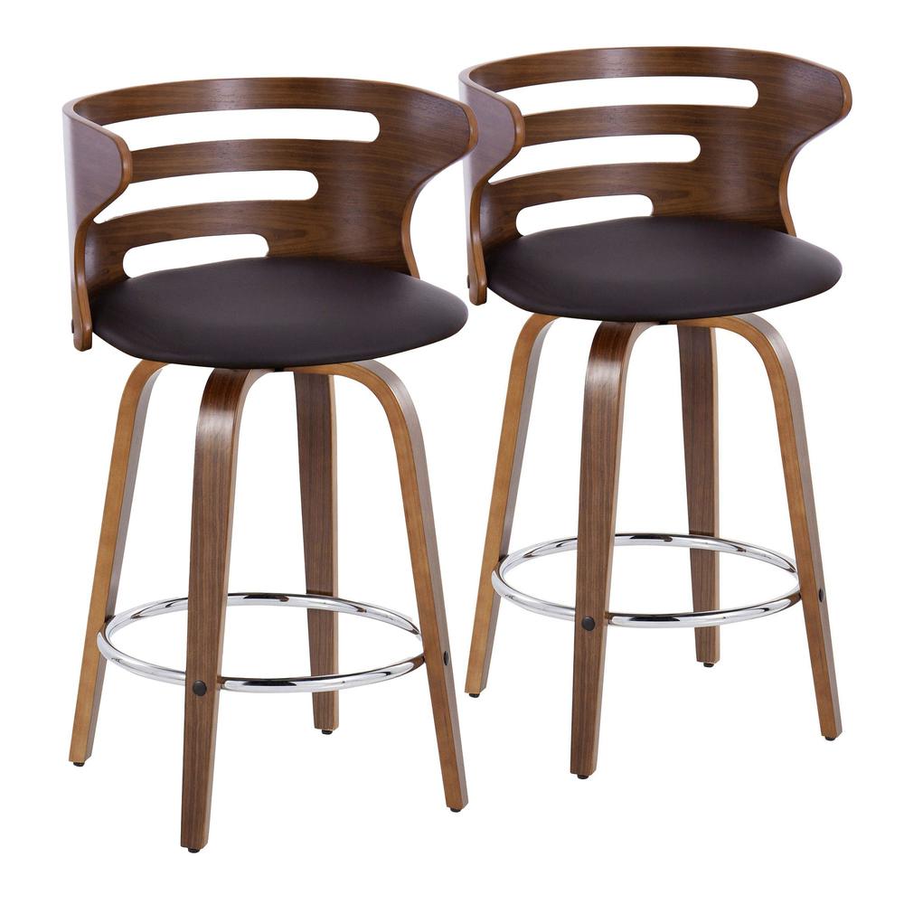 Brown Cosini 26" Fixed-Height Counter Stool - Set of 2. Picture 6
