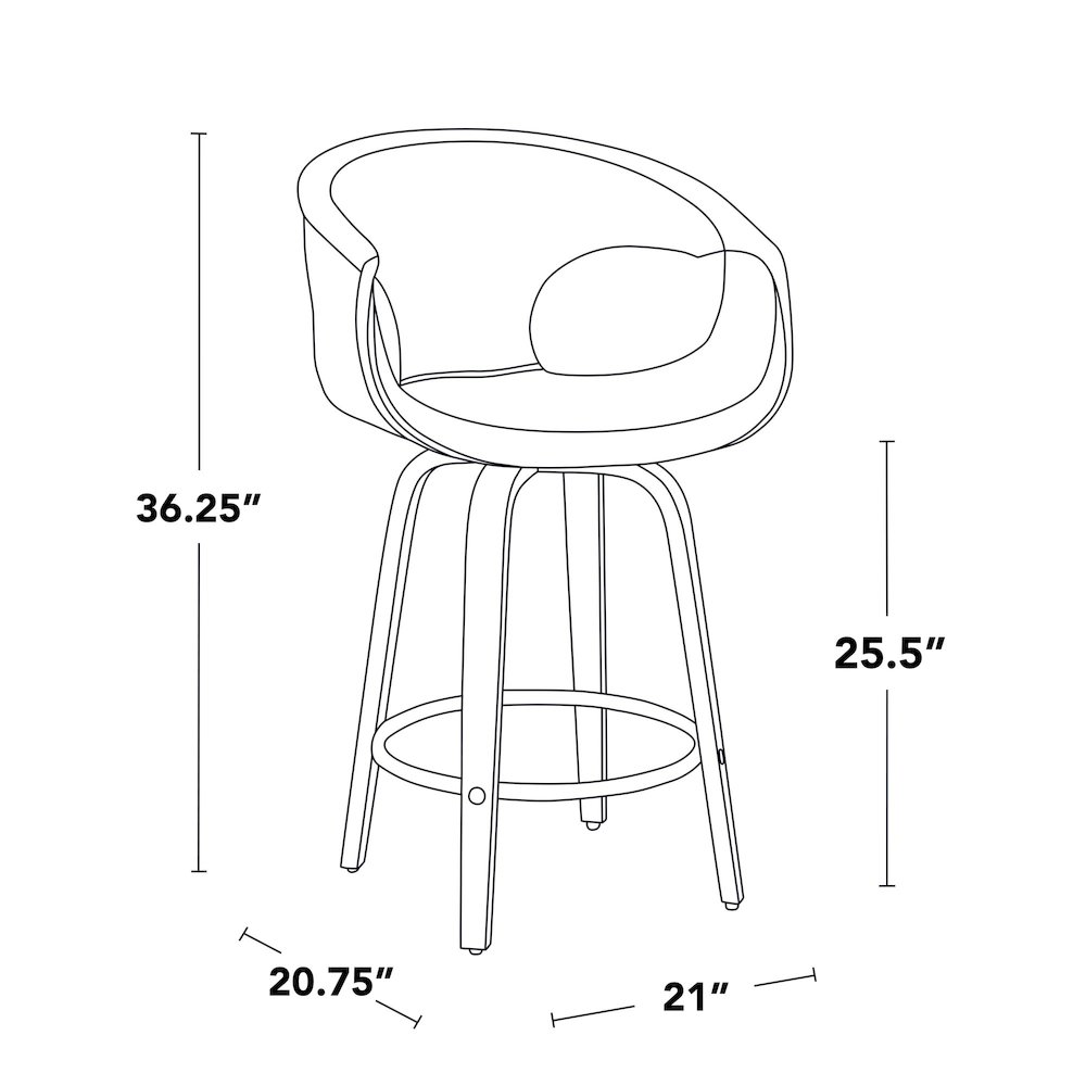Curva 26" Fixed-Height Counter Stool - Set of 2. Picture 9