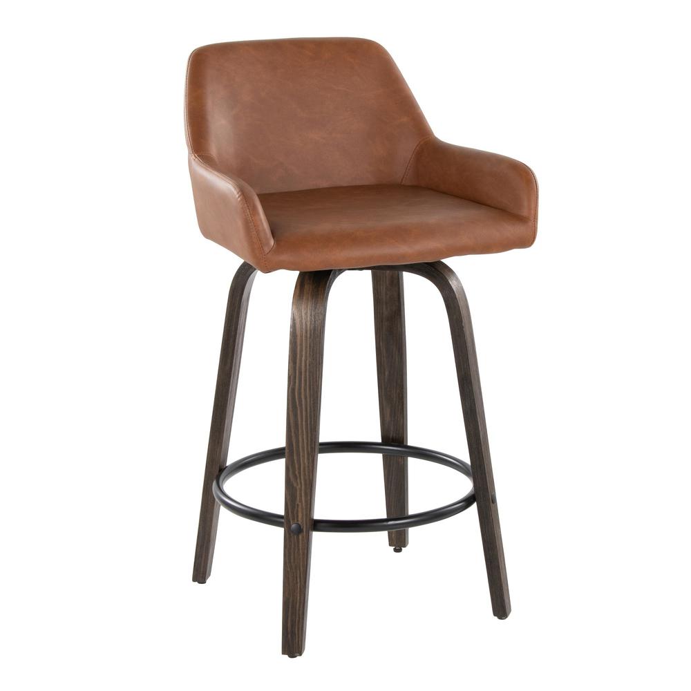 Brown Daniella 26" Fixed-Height Counter Stool - Set of 2. Picture 2