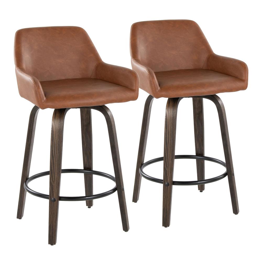 Brown Daniella 26" Fixed-Height Counter Stool - Set of 2. Picture 1
