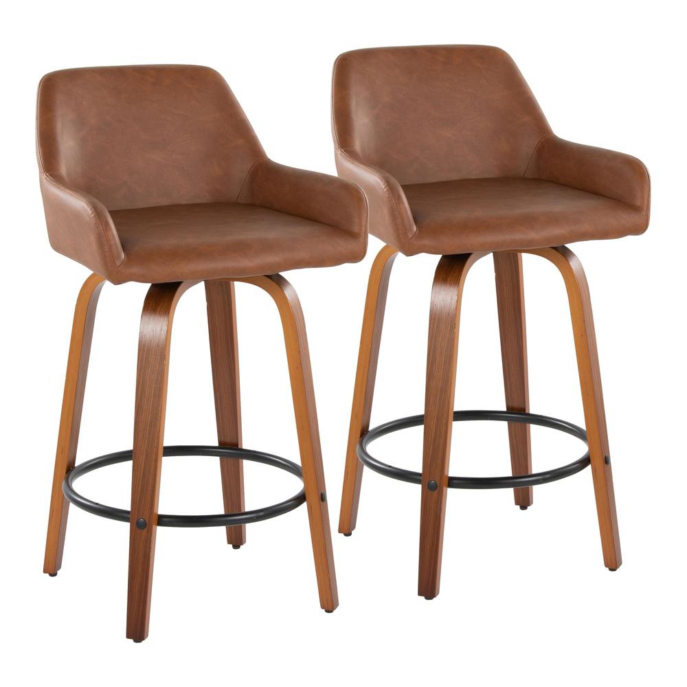 Brown Daniella 26" Fixed-Height Counter Stool - Set of 2. Picture 1