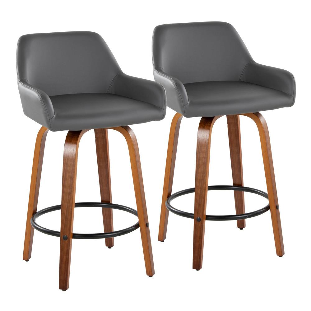 Grey Daniella 26" Fixed-Height Counter Stool - Set of 2. Picture 1