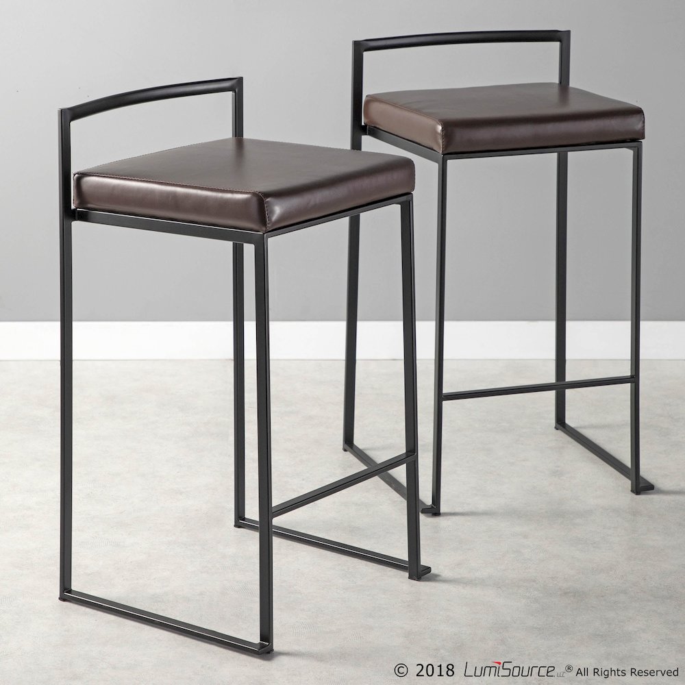 Fuji Stacker 26" Fixed-Height Counter Stool - Set of 3 in Black Metal. Picture 11