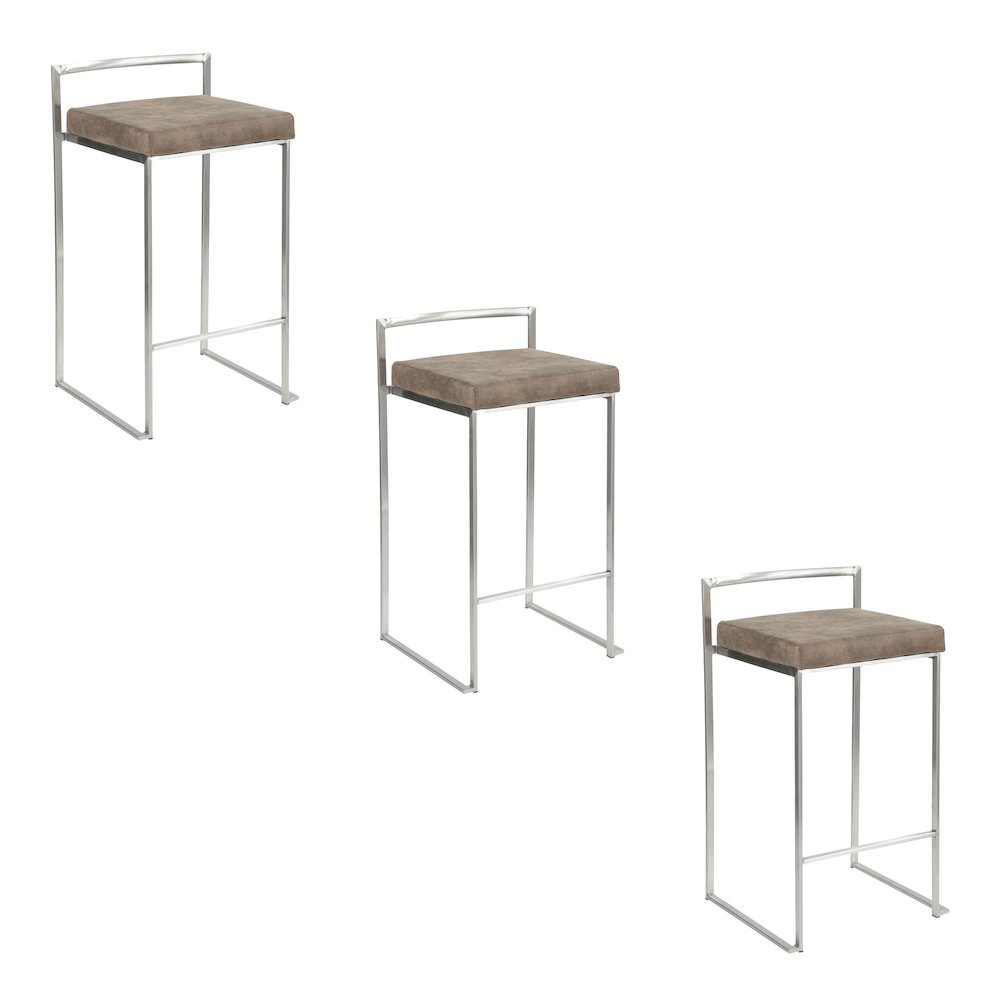 Fuji Stacker 26" Fixed-Height Counter Stool - Set of 3. Picture 1