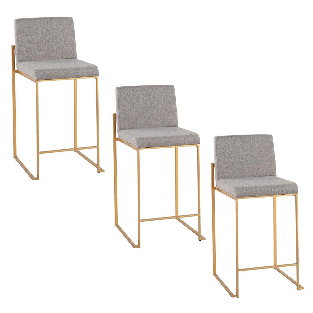 Fuji High Back 26" Fixed-Height Counter Stool - Set of 3. Picture 1