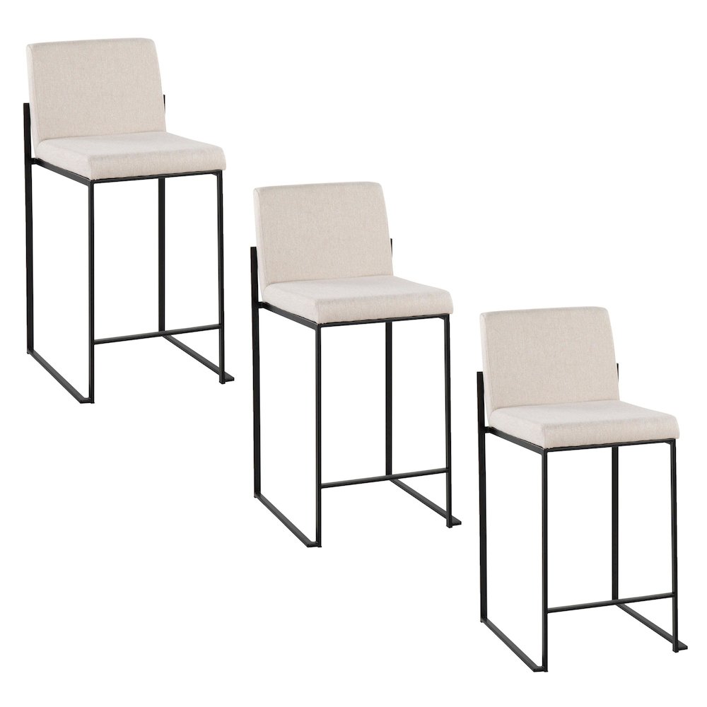 Fuji High Back 26" Fixed-Height Counter Stool - Set of 3. Picture 1