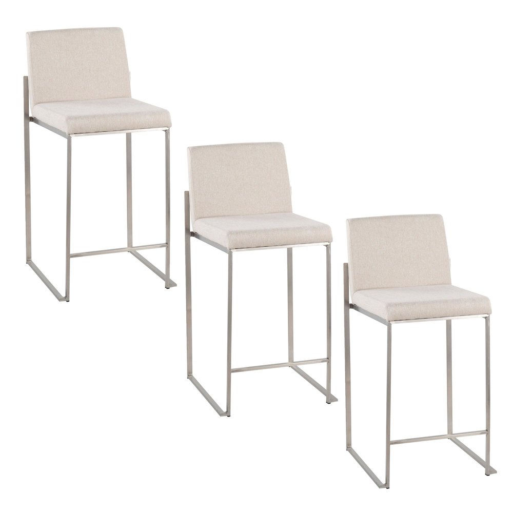 Fuji High Back 26" Fixed-Height Counter Stool - Set of 3. Picture 1