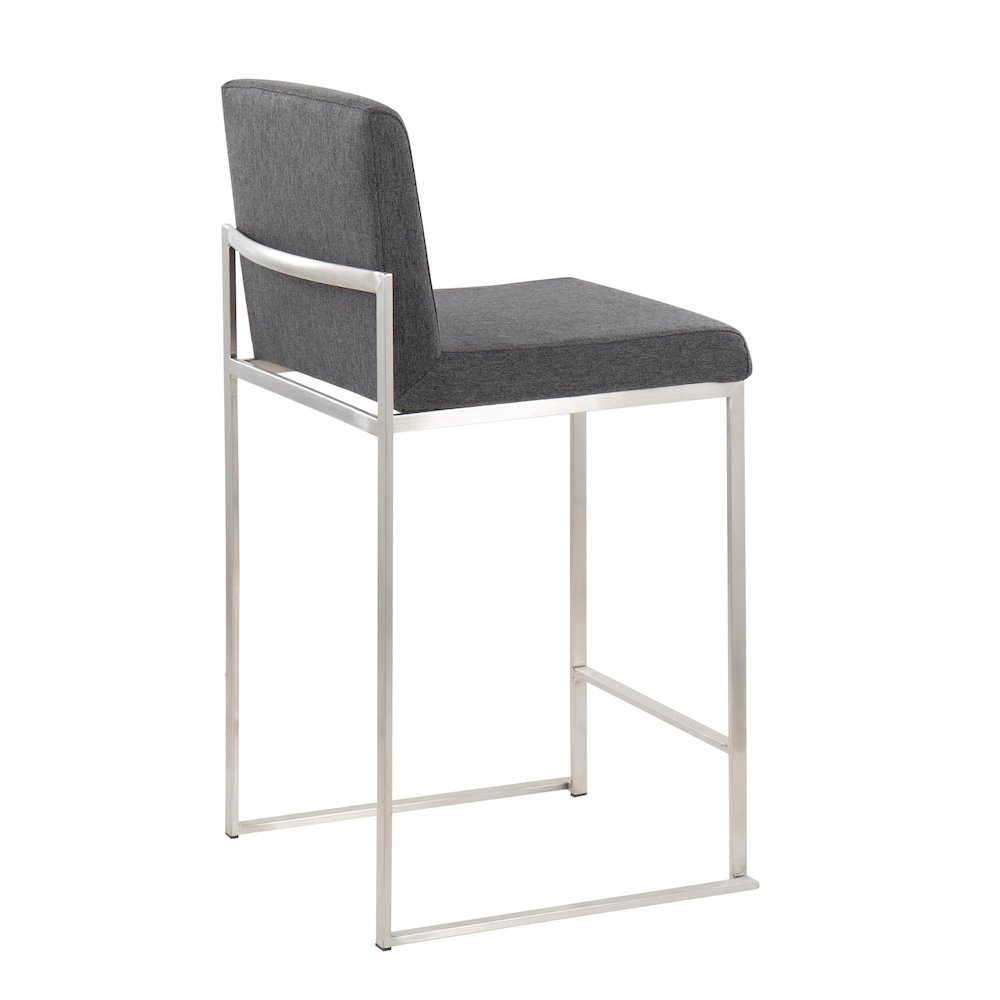 Fuji High Back 26" Fixed-Height Counter Stool - Set of 3 in Stainless Steel. Picture 4