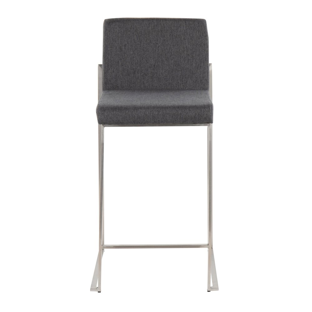 Fuji High Back 26" Fixed-Height Counter Stool - Set of 3 in Stainless Steel. Picture 6