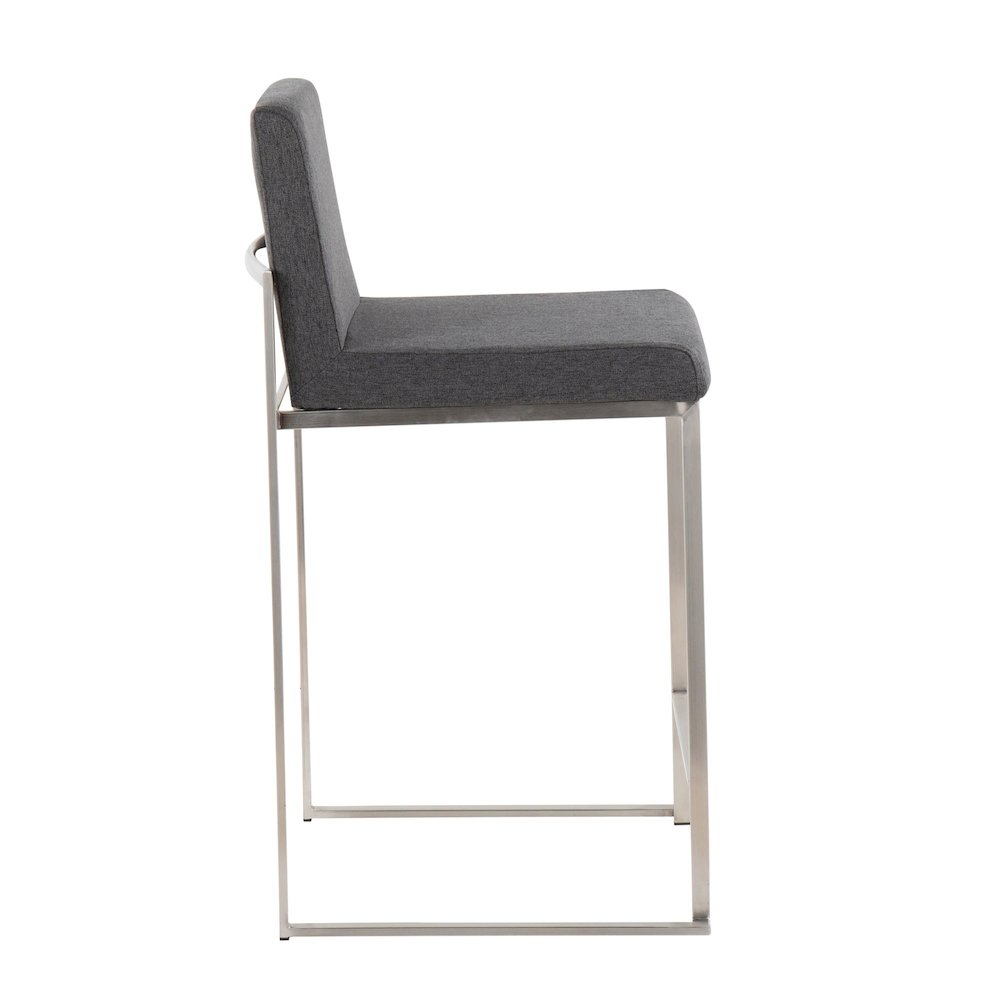 Fuji High Back 26" Fixed-Height Counter Stool - Set of 3 in Stainless Steel. Picture 3
