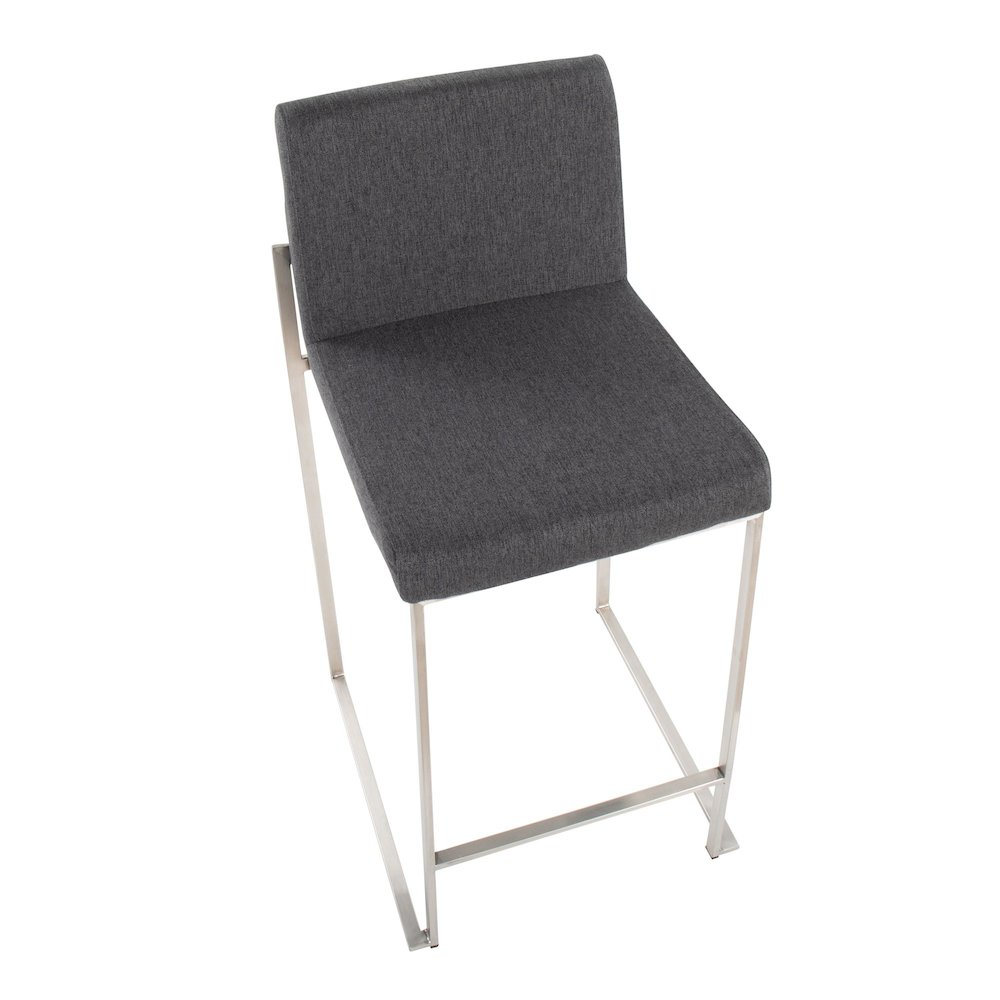 Fuji High Back 26" Fixed-Height Counter Stool - Set of 3 in Stainless Steel. Picture 7