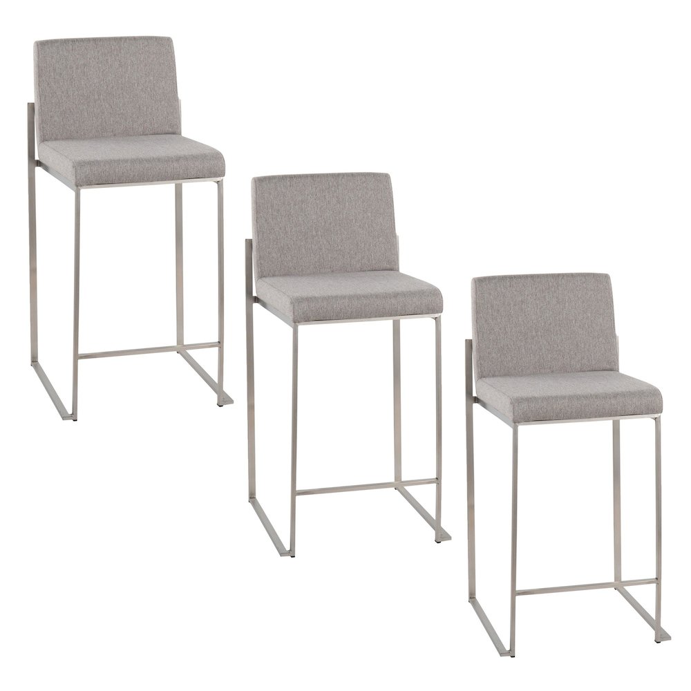 Fuji High Back 26" Fixed-Height Counter Stool - Set of 3. Picture 1