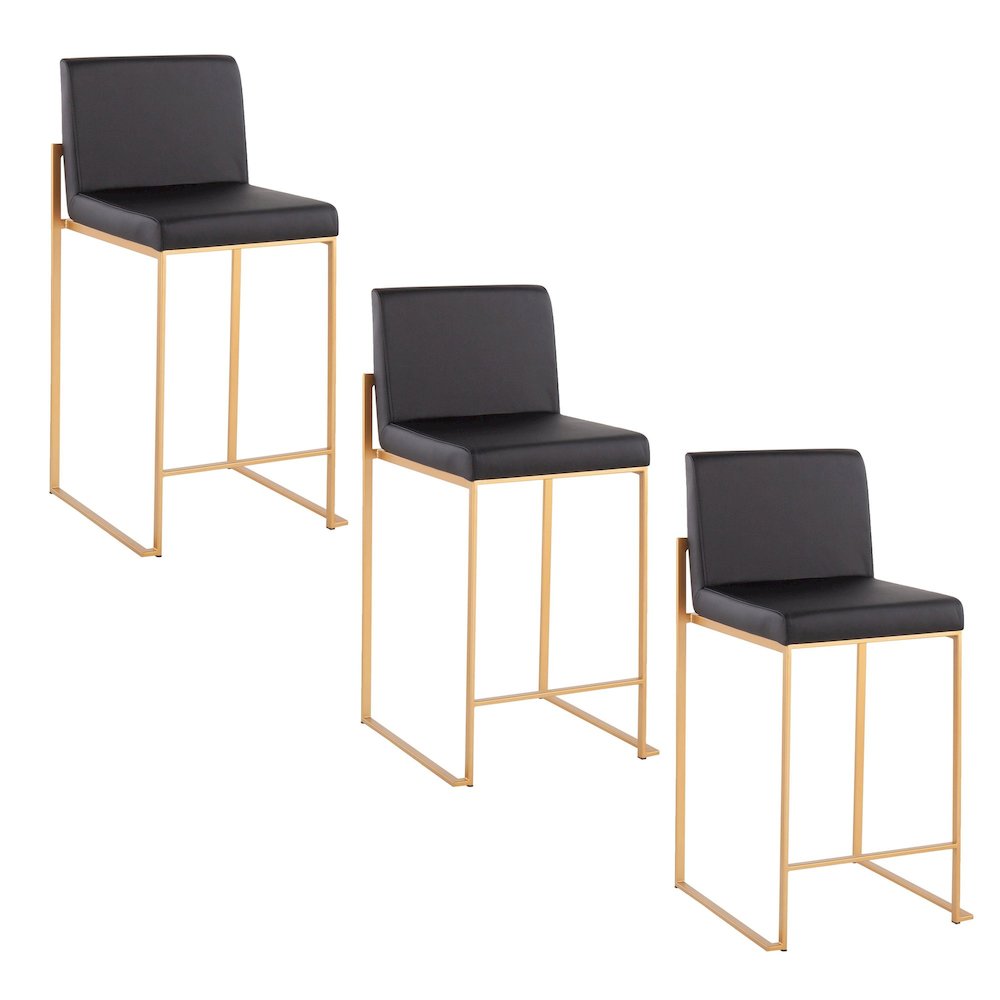 Fuji High Back 26" Fixed-Height Counter Stool - Set of 3. Picture 1